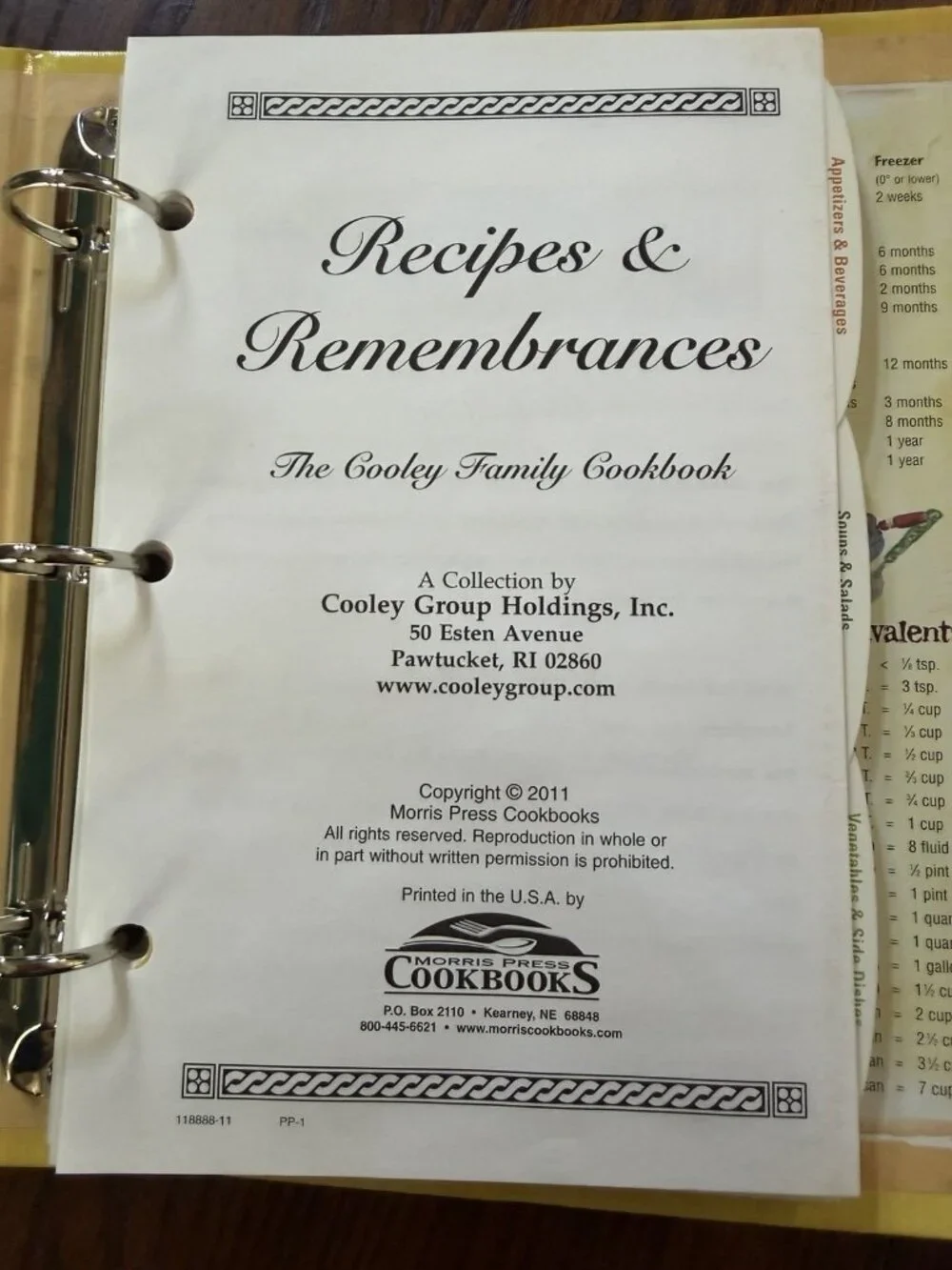 Recipes & Remembrances The Cooley Family Cookbook Pawtucket 2011